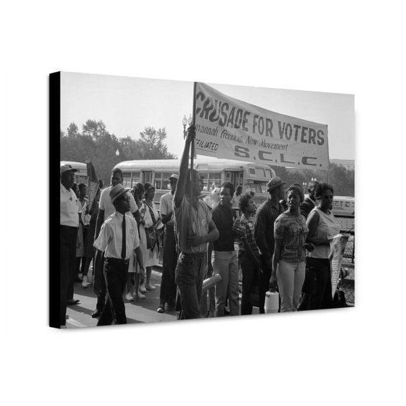 Canvas Print: Marchers With Sclc Sign For The Savannah Freedom Now Movement