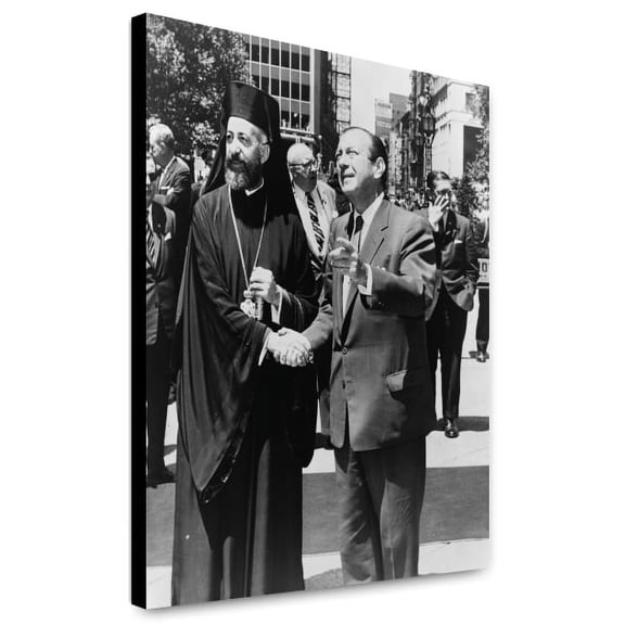 Canvas Print: Mayor Wagner Greets Archbishop Makarios At City Hall, 1962