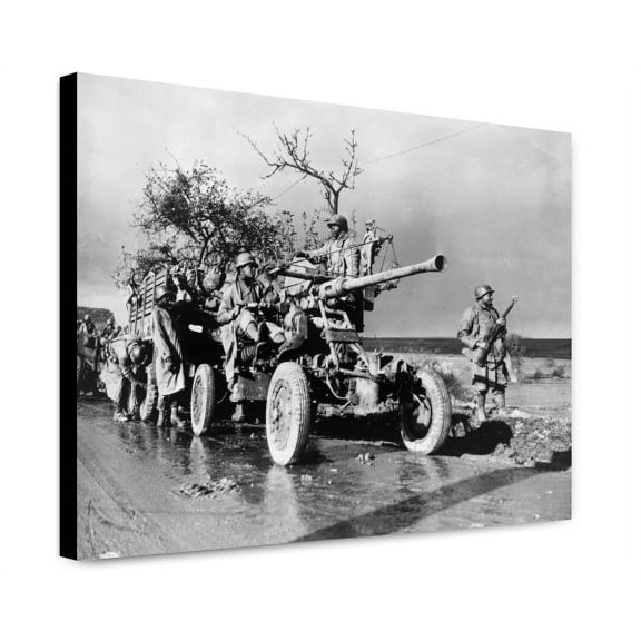 Canvas Print: Members Of An Artillery Unit Stand By And Check Their Equipment