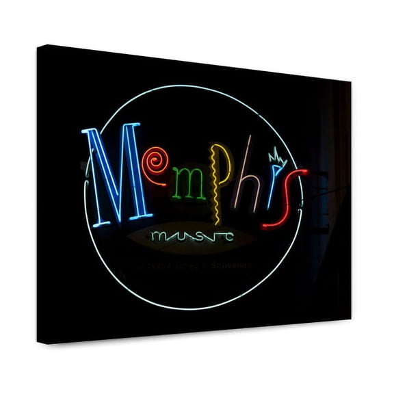 Canvas Print: Memphis Music Neon Sign, Beale Street, Memphis, Tennessee, 2008