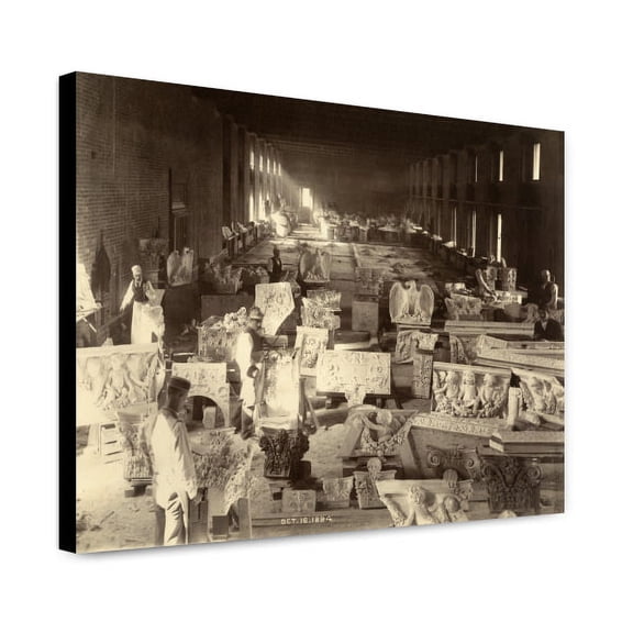 Canvas Print: Men Carving Sculpture For The Library Of Congress Thomas Jefferson