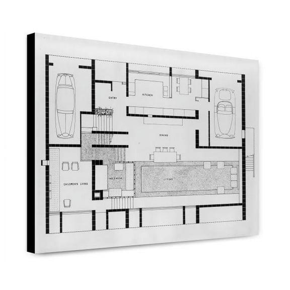 Canvas Print: Milam Residence, Ponte Vedra Beach, Florida. First Floor Plan, 1959