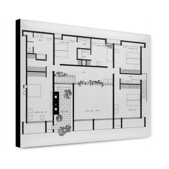 Canvas Print: Milam Residence, Ponte Vedra Beach, Florida. Second Floor Plan, 1959