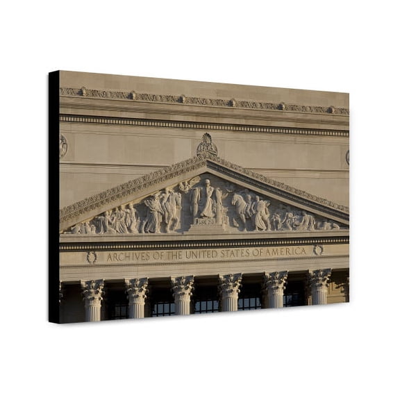 Canvas Print: National Archives Building Detail, Pennsylvania Avenue Facade
