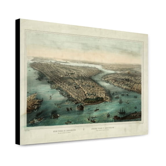 Canvas Print: New York Et Brooklyn--Vue Prise Au Dessus De La Batterie, 1850