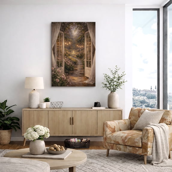 Canvas Print Night Garden Wall Art Dark Academia Decorative for Living Room Bedroom - 32"x48"