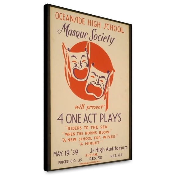 Canvas Print: Oceanside High School Masque Society Will Present 4 One Act Plays
