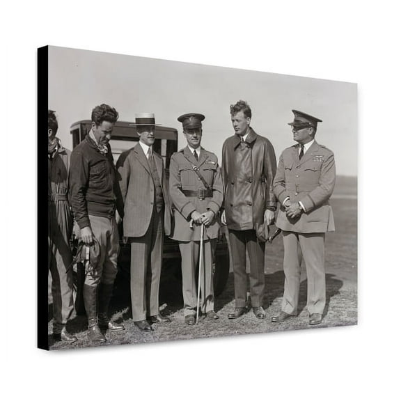 Canvas Print: Orville Wright, Major John F. Curry, And Colonel Charles Lindbergh