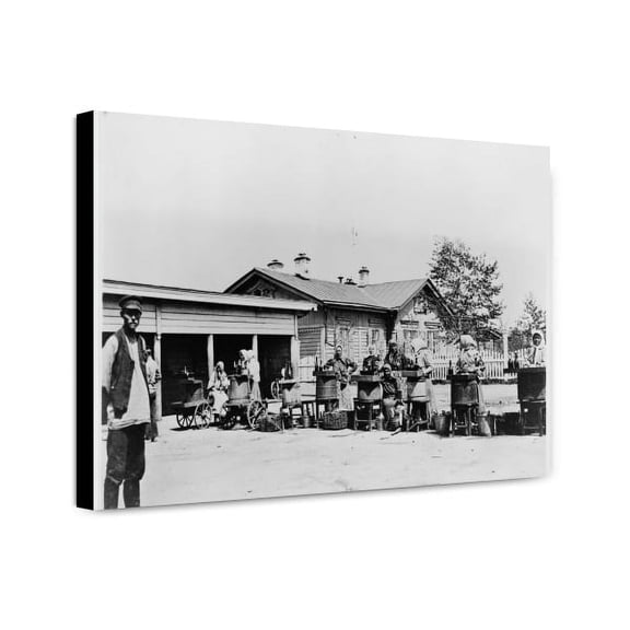 Canvas Print: Peasants Selling Bread, Milk, Eggs, Etc., 1910