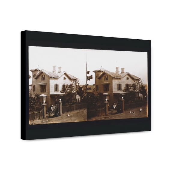 Canvas Print: Person In A Horse-Drawn Vehicle In Front Of A House, New York City