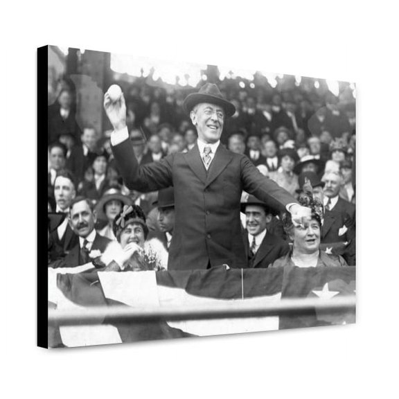Canvas Print: President Woodrow Wilson Throwing Out The First Ball, Opening Day
