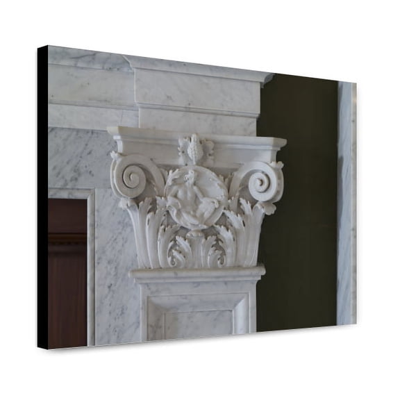 Canvas Print: Printers' Marks+columns. Detail Of Column Capital. Library Of