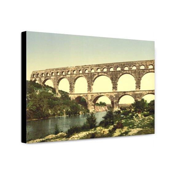 Canvas Print: Roman Bridge Over The Gard, Constructed By Agrippa, Nimes, France