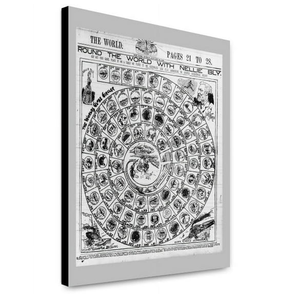 Canvas Print: Round The World With Nellie Bly--The Worlds Globe Circler, 1890
