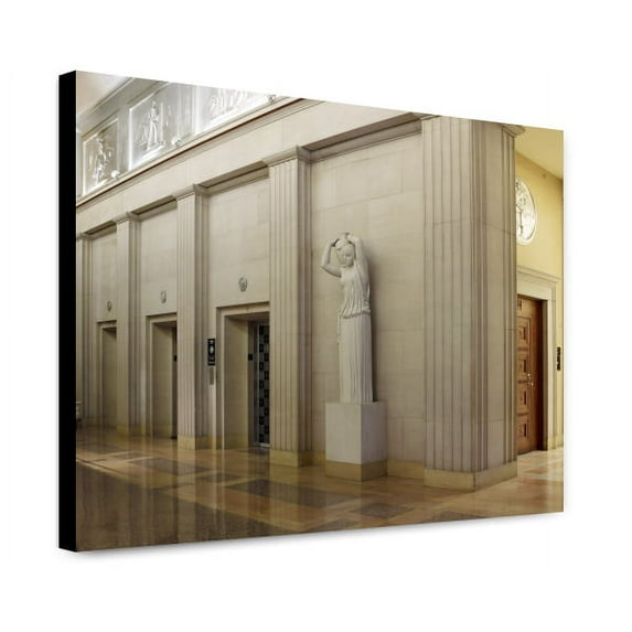 Canvas Print: Sculpture Water Located In Fifth Floor Elevator Lobby, Department