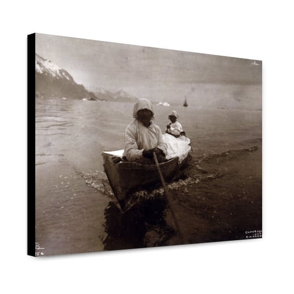 Canvas Print: Seal Hunters In Canoe At Glacier Bay, 1899