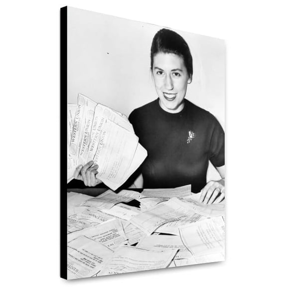 Canvas Print: Secretary With Telegrams Pledging Over $100,000.00 To International