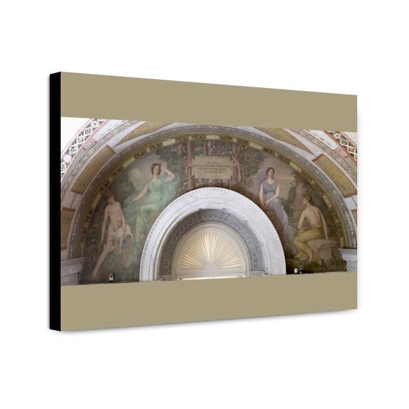 Canvas Print: South Corridor, Great Hall. Mural In Arched Panel By Henry O