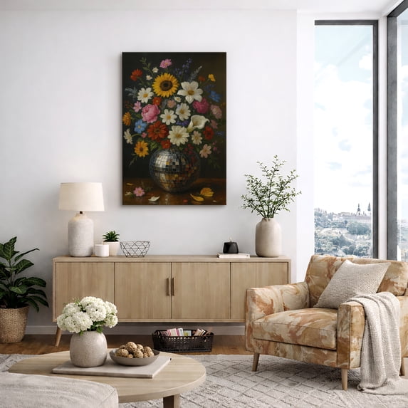 Canvas Print Still Life Floral Wall Art Vintage Botanical Decorative for Living Room Bedroom - 16"x24"