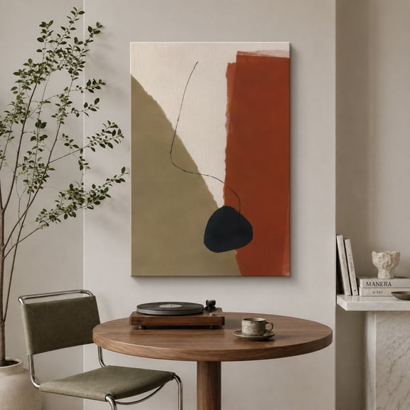Canvas Print Terracotta Black Abstract Wall Art Modern Artwork Decoration for Living Room Bedroom - 24x36 Inches