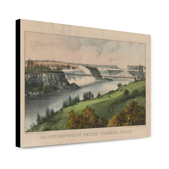 Canvas Print: The New Suspension Bridge--Niagara Falls, circa 1856