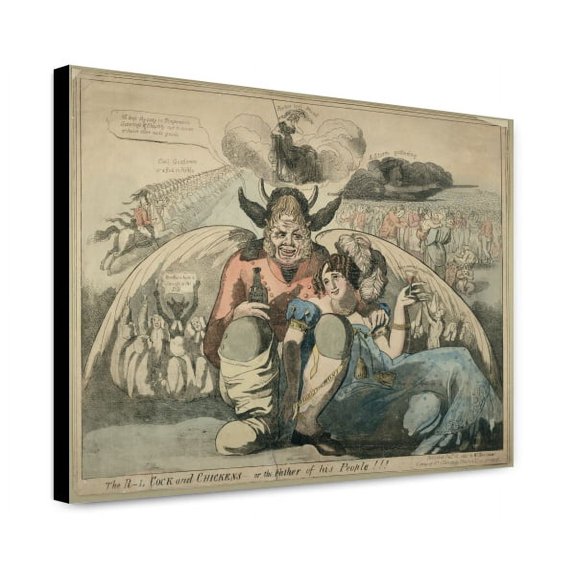 Canvas Print: The R--L Cock And Chickens - Or The Father Of His People!!!, 1820