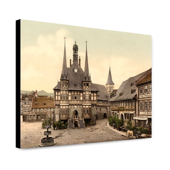 Canvas Print: The Town Hall, Wernigerode, Hartz, Germany, circa 1890