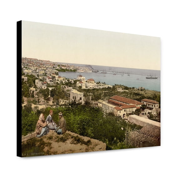 Canvas Print: Town And Harbor From St. Dimila, Beyrout, Holy Land, (I.E., Beirut
