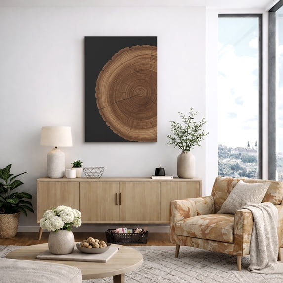 Canvas Print Tree Ring Wall Art Rustic Nature Decorative for Living Room Bedroom - 16"x24"