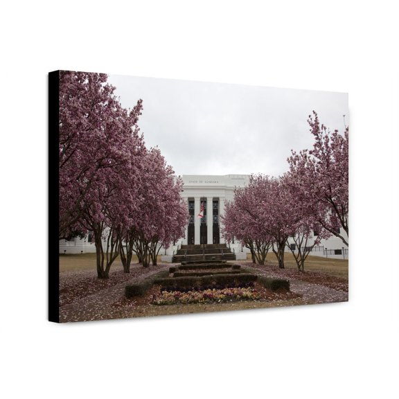 Canvas Print: Trees Bloom In The Spring Near Government Buildings In Montgomery