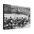 thumbnail image 1 of Canvas Print: Two Boxers And Referee In Outdoor Boxing Ring, Surrounded By, 1 of 3