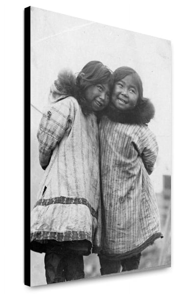 Canvas Print: Two Eskimo Girls Standing Side By Side, circa 1900 ...