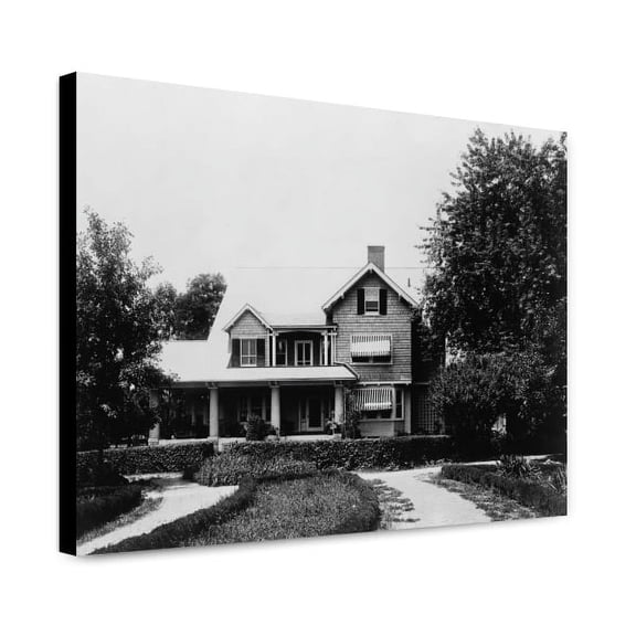 Canvas Print: Two Story Frame House With Porch, circa 1909