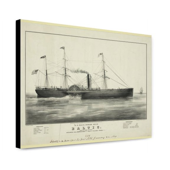 Canvas Print: U.S. Mail Steam Ship Baltic: Collins Line. Builders, Hull By Brown