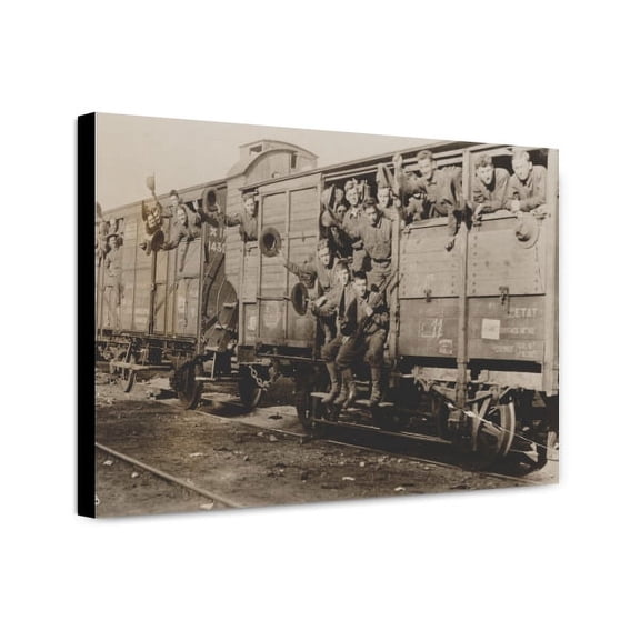 Canvas Print: U.S. Marines In France Off For Camp Our Troops Are Glad To Get