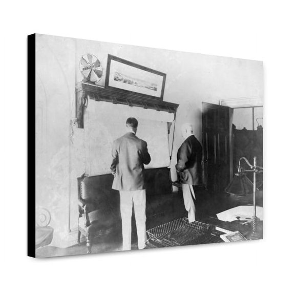 Canvas Print: U.S. Secret Service Chief John E. Wilkie Examining Map In His