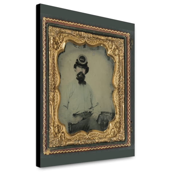 Canvas Print: Unidentified Soldier In Confederate Uniform And Lvr Kepi, circa 1861