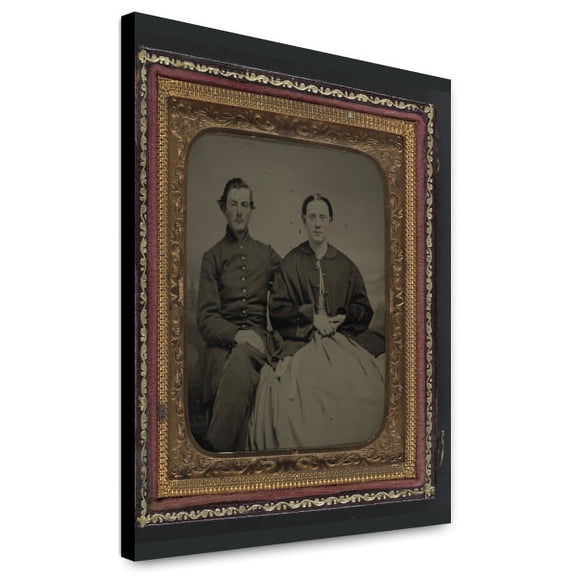 Canvas Print: Unidentified Soldier In Union Uniform And Unidentified Woman, circa