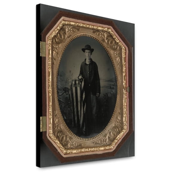 Canvas Print: Unidentified Young Soldier In Union Uniform With American