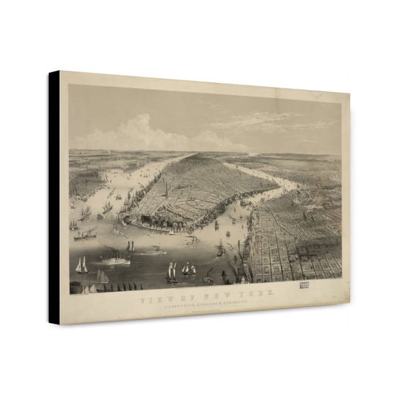 Canvas Print: View Of New York: Jersey City, Hoboken & Brooklyn, 1858
