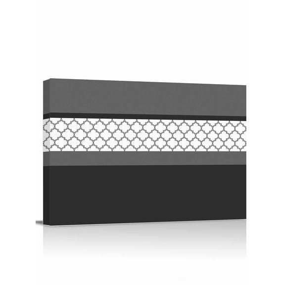 Canvas Print Wall Art Abstract Black Grey Stripes Moroccan Geometric Modern Retro Framed Canvas Art Wall Decor Pictures Painting Morden Artwork for Living Room Bedroom, Ready to Hang - 12"x16"