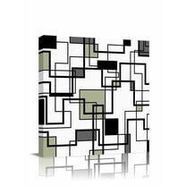 Canvas Print Wall Art Abstract Lines Art Modern Black Sage Green Stripe Framed Canvas Art Wall Decor Pictures Painting Morden Artwork for Living Room Bedroom, Ready to Hang, 24"x24"