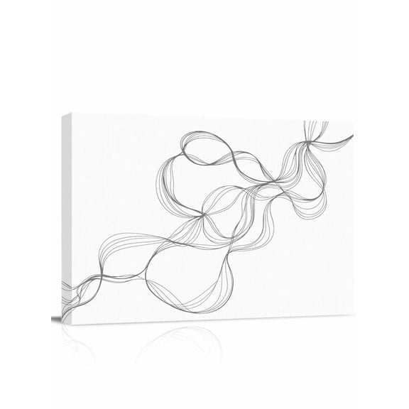 Canvas Print Wall Art Abstract Twisted LineStripe Wave Black Line Stripe Framed Canvas Art Wall Decor Pictures Painting Morden Artwork for Living Room Bedroom, Ready to Hang - 12"x16"