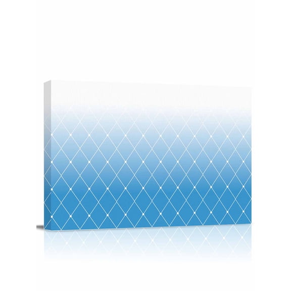 Canvas Print Wall Art Blue Gradient Texture Rhombus Geometric Lines Pattern Framed Canvas Art Wall Decor Pictures Painting Morden Artwork for Living Room Bedroom, Ready to Hang - 12"x16"