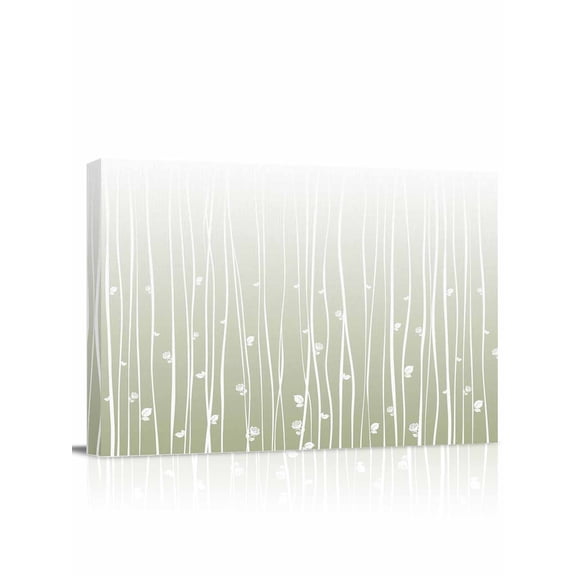 Canvas Print Wall Art Green Vertical Wave Lines Flower Gradient Minimalist Texture Framed Canvas Art Wall Decor Pictures Painting Morden Artwork for Living Room Bedroom, Ready to Hang - 12"x16"