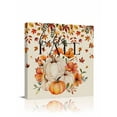 thumbnail image 1 of Canvas Print Wall Art Hello Fall White Orange Pumpkin Linen Leaf Thanksgiving Framed Canvas Art Wall Decor Pictures Painting Morden Artwork for Living Room Bedroom, Ready to Hang, 8"x8", 1 of 4