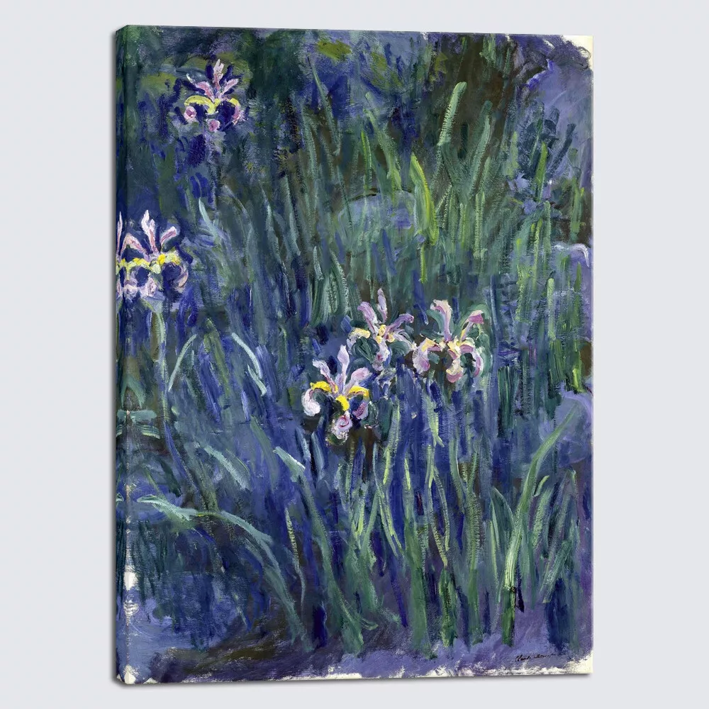 Canvas Print Wall Art Irises By Claude Monet Oil Paintings Landscape Pictures