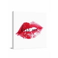 thumbnail image 1 of Canvas Print Wall Art Kiss Me Text Lipprint Retro Abstract Red Lips Framed Canvas Art Wall Decor Pictures Painting Morden Artwork for Living Room Bedroom, Ready to Hang, 24"x24", 1 of 4