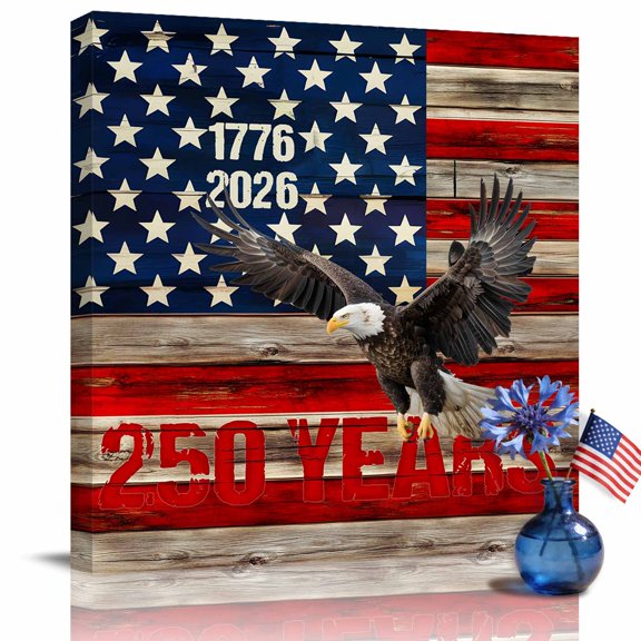Canvas Print Wall Art Oil Paintings 250 Years Anniversary Eagle Picture Prints Artwork for Living Room Kitchen Bathroom Bedroom