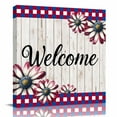 thumbnail image 1 of Canvas Print Wall Art Oil Paintings 4th of July Daisy Flower White Wood Picture Prints Artwork for Living Room Kitchen Bathroom Bedroom,Stretched and Framed Ready to Hang,Summer Floral Red Blue Grid, 1 of 9
